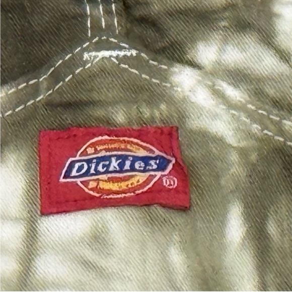 Dickies Olive Green Tie-Dye Bib Overalls with Gray Straps - Picture 3 of 6